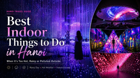 Abstract indoor Hanoi activity banner with immersive light effects.