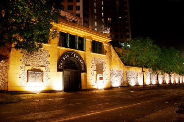 Hoa Lo Prison in Hanoi with historic entrance and museum courtyard