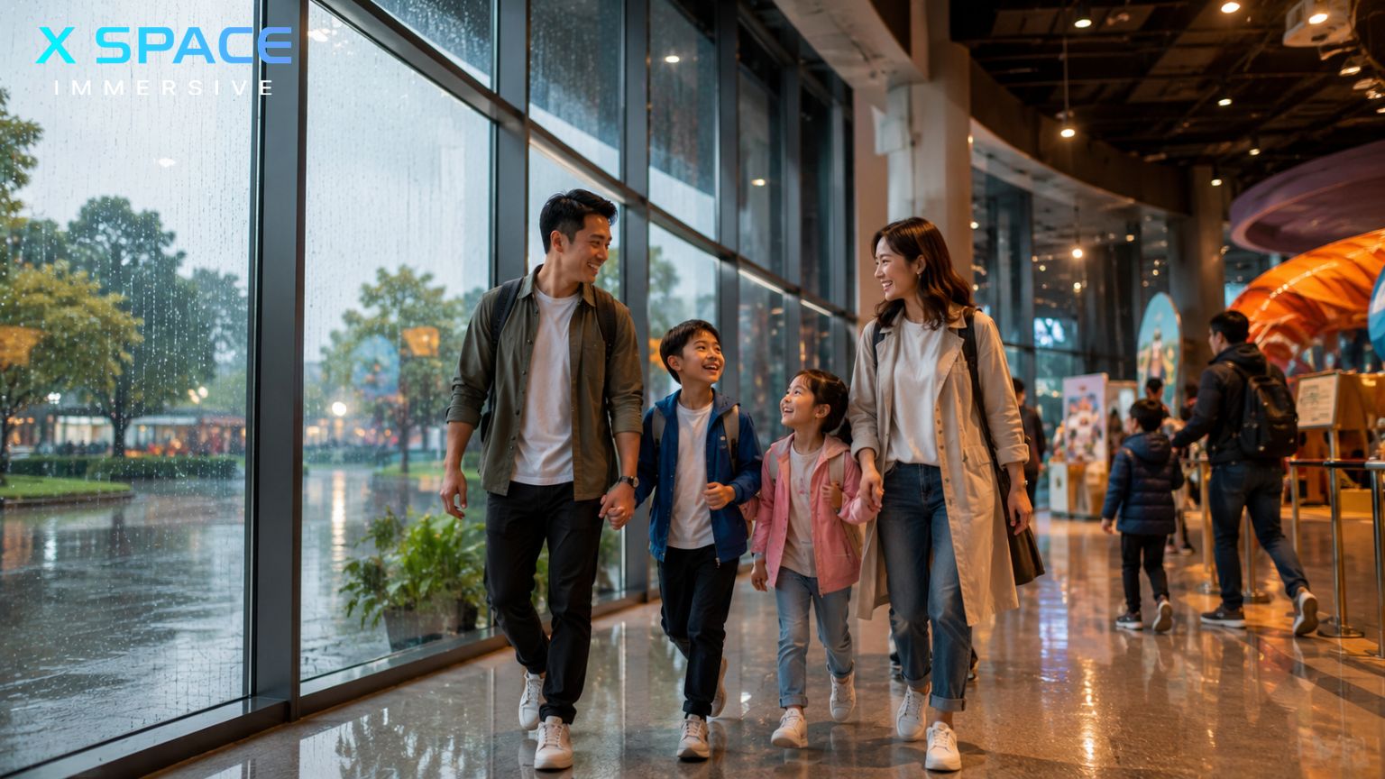 Family enjoying indoor rainy day activities together in Hanoi