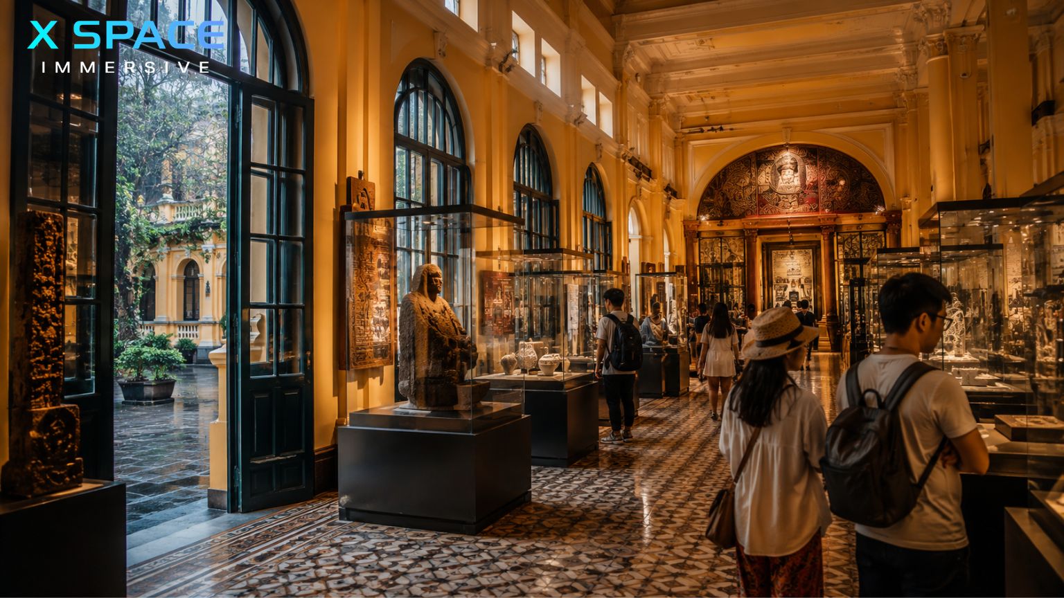 Travelers exploring Hanoi museums and cultural spaces, one of the best indoor activities Hanoi visitors can enjoy during rainy days.