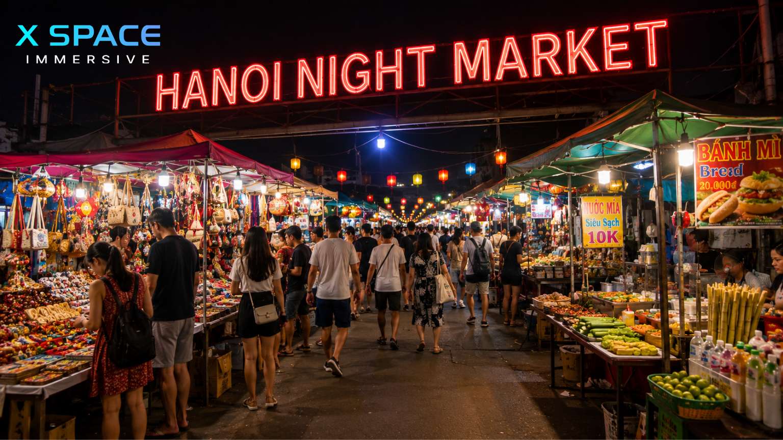 Hanoi Night Market with street food, souvenirs and local shopping experience