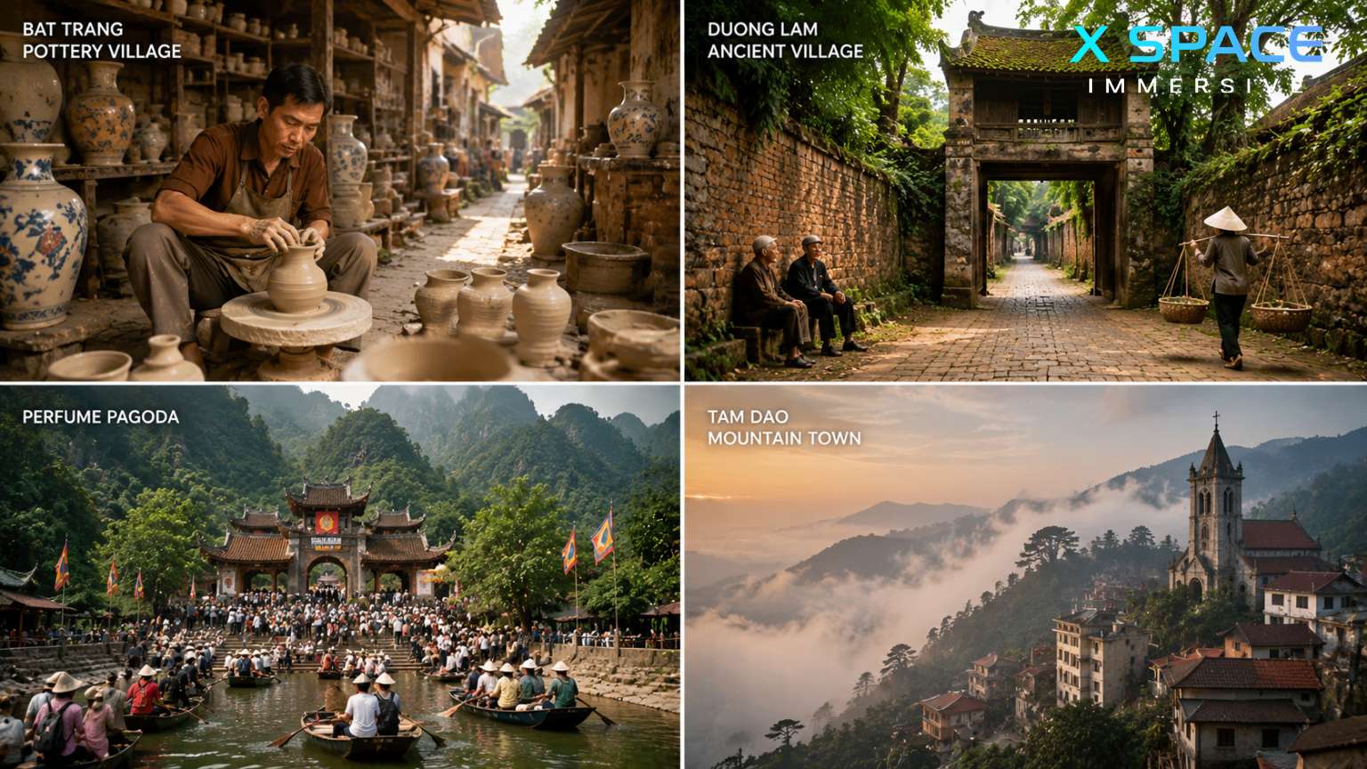 Traditional villages temples and nature attractions near Hanoi Vietnam