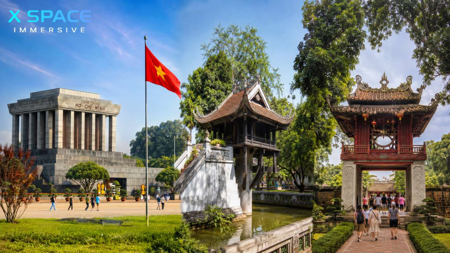 Ho Chi Minh Mausoleum, One Pillar Pagoda and Temple of Literature in Hanoi